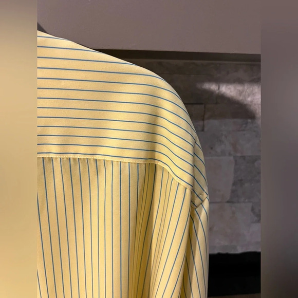 Bugatchi Uomo XL Yellow and Blue Striped long sleeve shirt. - Picture 5 of 9